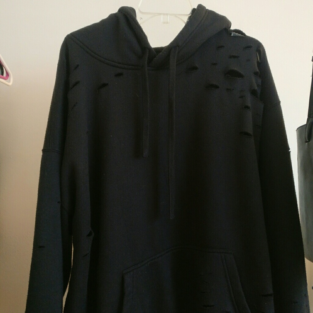 Ripped Black Hoodie